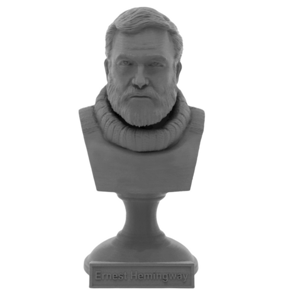 Ernest Hemingway American Writer Sculpture Bust on Pedestal