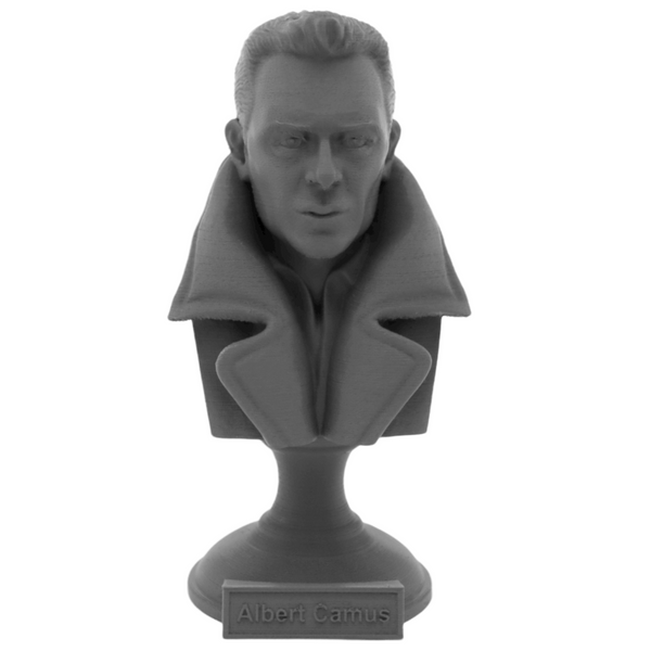 Albert Camus French Philosopher Sculpture Bust on Pedestal