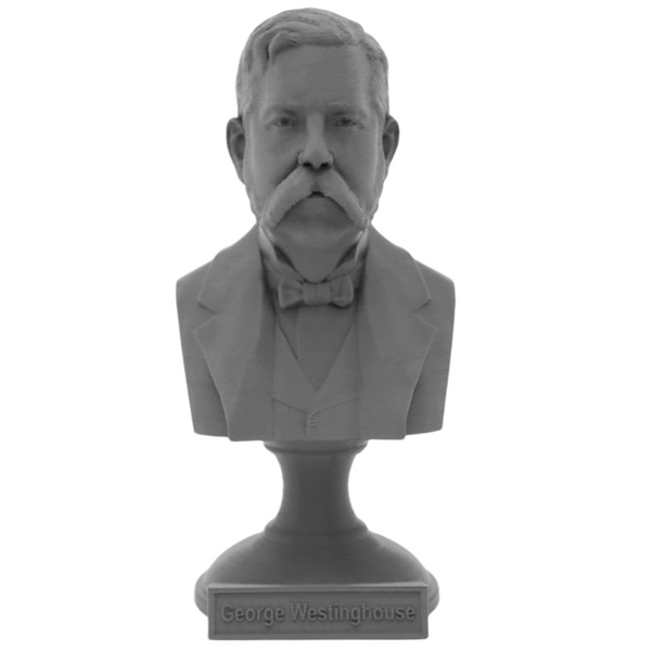 George Westinghouse Jr. Famous American Businessman and Engineer Sculpture Bust on Pedestal