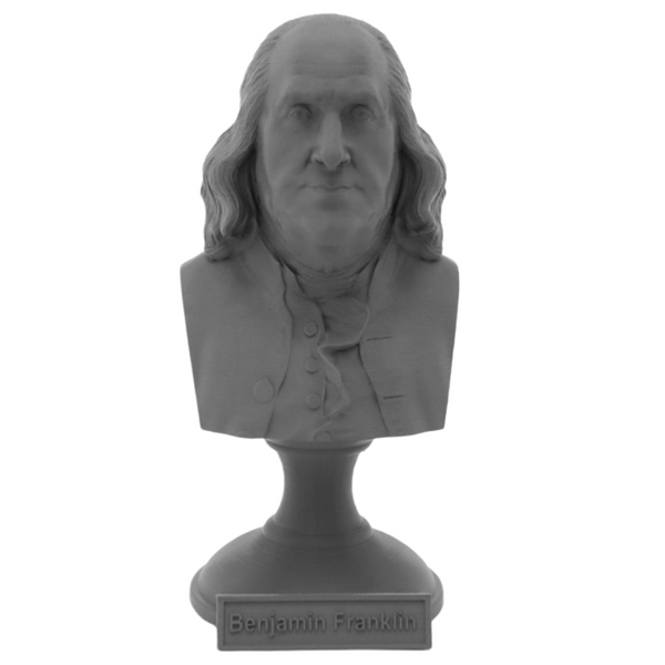 Benjamin Franklin USA Founding Father Sculpture Bust on Pedestal