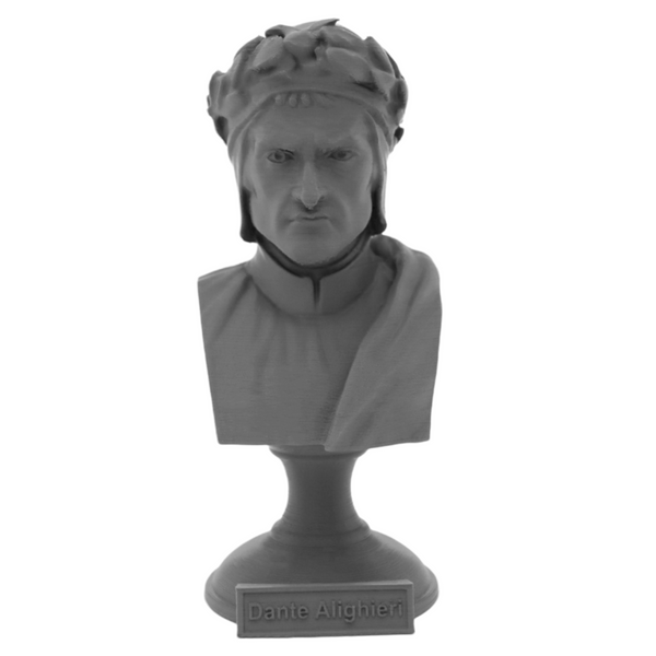 Dante Alighieri Italian Poet, Writer, and Philosopher Sculpture Bust on Pedestal