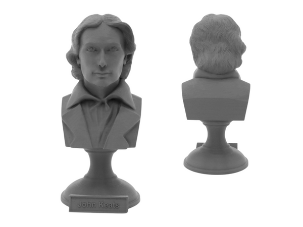 John Keats English Romantic Poet Sculpture Bust on Pedestal