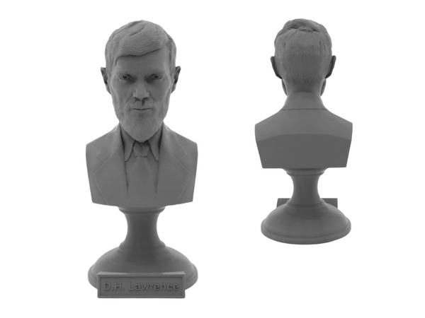 D.H. Lawrence English Writer and Philosopher Sculpture Bust on Pedestal