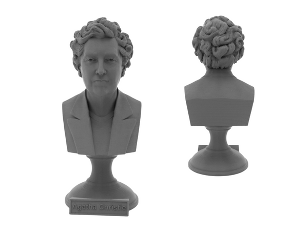 Agatha Christie Famous English Writer Sculpture Bust on Pedestal