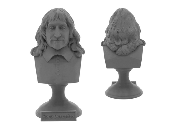 René Descartes French Philosopher, Mathematician, and Scientist Sculpture Bust on Pedestal