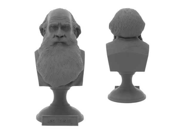 Leo Tolstoy Russian Writer Sculpture Bust on Pedestal