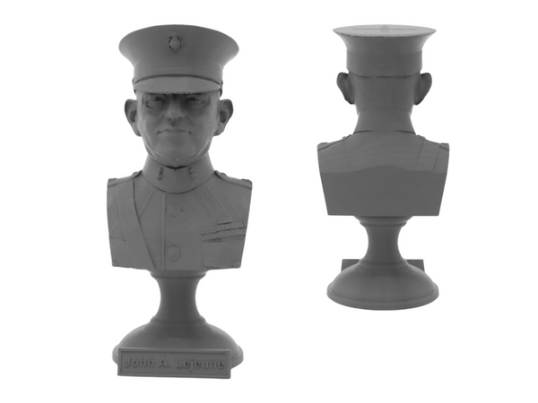 John A Lejeune Legendary US Marine USMC General and 13th Commandant Sculpture Bust on Pedestal