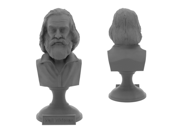 Walt Whitman American Poet Sculpture Bust on Pedestal