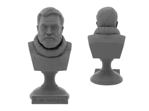 Ernest Hemingway American Writer Sculpture Bust on Pedestal