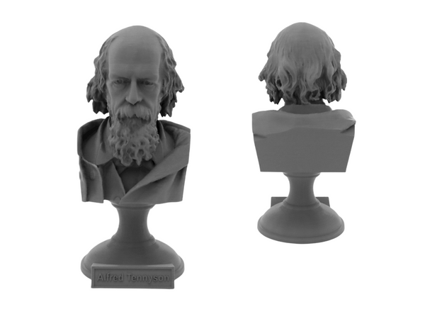 Alfred Lord Tennyson English Poet Laureate Sculpture Bust on Pedestal