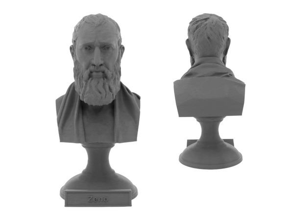 Zeno of Citium Greek Stoic Philosopher Sculpture Bust on Pedestal