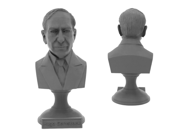 Hugo Gernsback American Writer Sculpture Bust on Pedestal