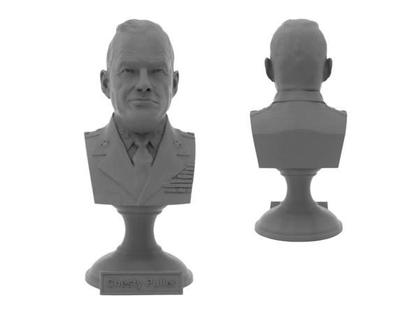 Lewis Burwell "Chesty" Puller Legendary US Marine Corps General Sculpture Bust on Pedestal