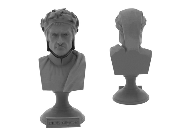 Dante Alighieri Italian Poet, Writer, and Philosopher Sculpture Bust on Pedestal