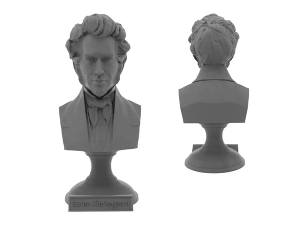 Soren Kierkegaard Danish Existentialist Philosopher Sculpture Bust on Pedestal