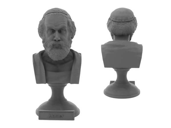 Homer Greek Author of Iliad and the Odyssey  Sculpture Bust on Pedestal