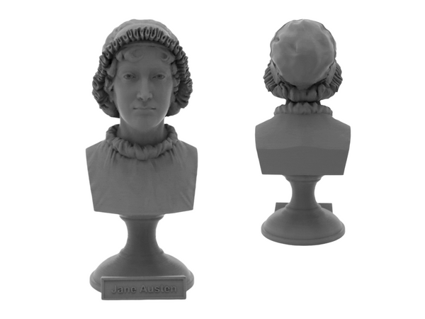 Jane Austen Famous English Novelist Sculpture Bust on Pedestal