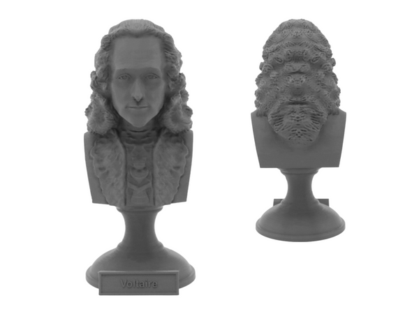 Voltaire French Enlightenment Philosopher Sculpture Bust on Pedestal