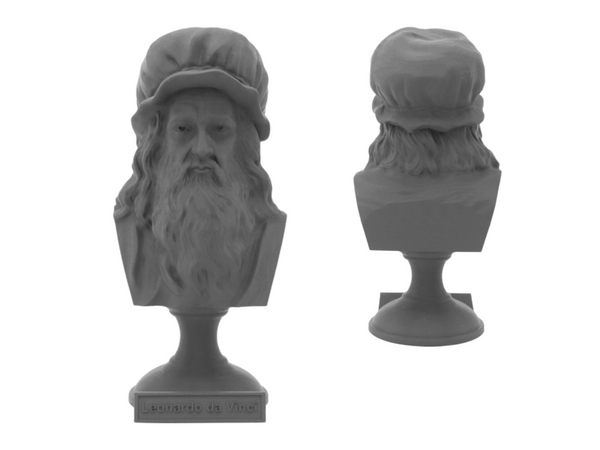 Leonardo da Vinci Italian Polymath, inventor, painter, and Renaissance man Sculpture Bust on Pedestal