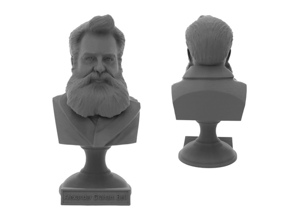 Alexander Graham Bell Famous American Inventor, Scientist, and Engineer Sculpture Bust on Pedestal