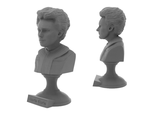 Marie Curie Polish Chemist, Nobel Prize Winner, and Researcher of Radioactivity Sculpture Bust on Pedestal