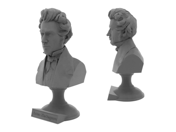 Soren Kierkegaard Danish Existentialist Philosopher Sculpture Bust on Pedestal