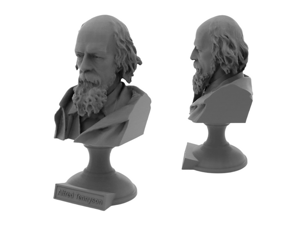 Alfred Lord Tennyson English Poet Laureate Sculpture Bust on Pedestal
