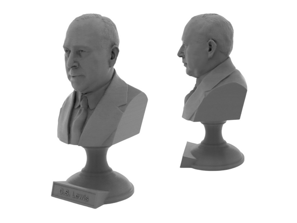 C.S. Lewis Famous British Writer Sculpture Bust on Pedestal