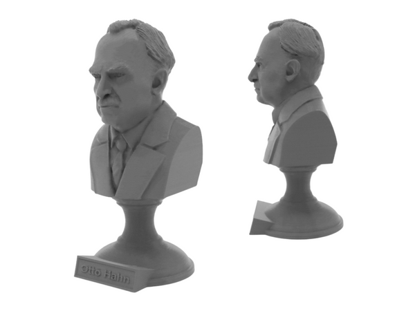Otto Hahn German Chemist, Nobel Prize Winner, and Researcher of Radioactivity Sculpture Bust on Pedestal