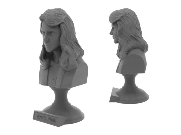 Sylvia Plath American Poet Sculpture Bust on Pedestal