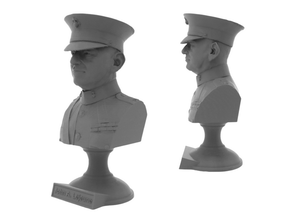 John A Lejeune Legendary US Marine USMC General and 13th Commandant Sculpture Bust on Pedestal