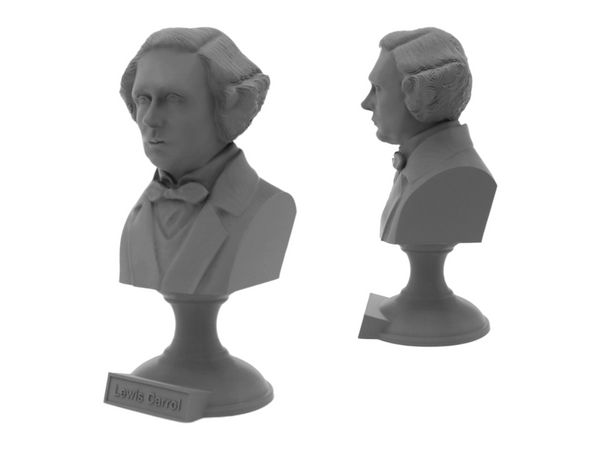 Lewis Carroll English Writer Sculpture Bust on Pedestal