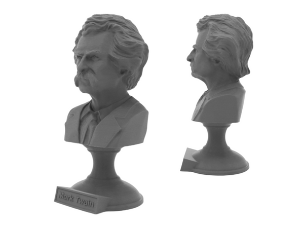 Mark Twain (Samuel Clemens) American Writer Sculpture Bust on Pedestal