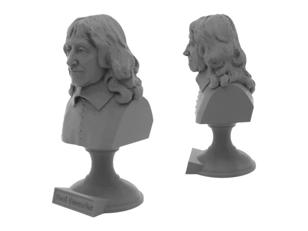 René Descartes French Philosopher, Mathematician, and Scientist Sculpture Bust on Pedestal