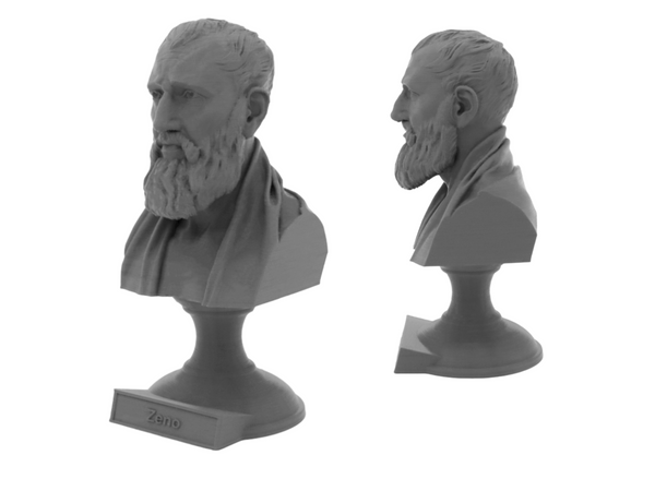 Zeno of Citium Greek Stoic Philosopher Sculpture Bust on Pedestal