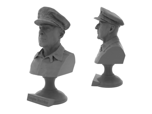 Douglas MacArthur Legendary US Army General Sculpture Bust on Pedestal