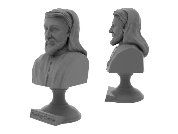 Geoffrey Chaucer English Poet Sculpture Bust on Pedestal