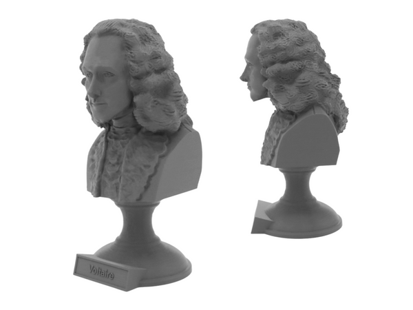 Voltaire French Enlightenment Philosopher Sculpture Bust on Pedestal