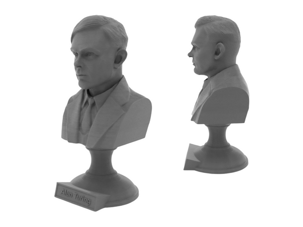 Alan Turing Famous English Mathematician and Computer Scientist Sculpture Bust on Pedestal