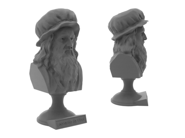 Leonardo da Vinci Italian Polymath, inventor, painter, and Renaissance man Sculpture Bust on Pedestal