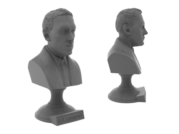 HP Lovecraft American Writer Sculpture Bust on Pedestal
