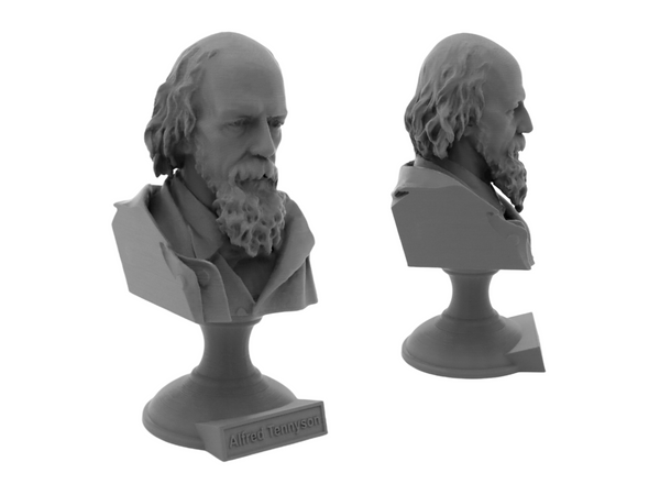 Alfred Lord Tennyson English Poet Laureate Sculpture Bust on Pedestal