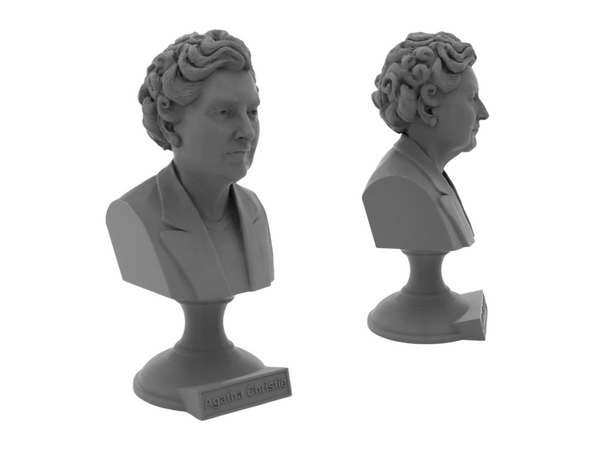 Agatha Christie Famous English Writer Sculpture Bust on Pedestal