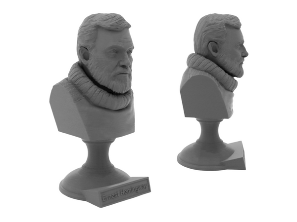 Ernest Hemingway American Writer Sculpture Bust on Pedestal