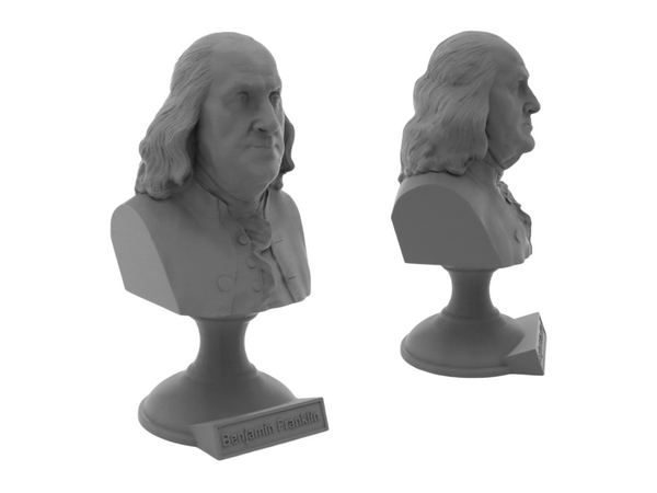 Benjamin Franklin USA Founding Father Sculpture Bust on Pedestal