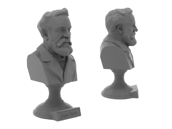 Jules Verne French Novelist Sculpture Bust on Pedestal