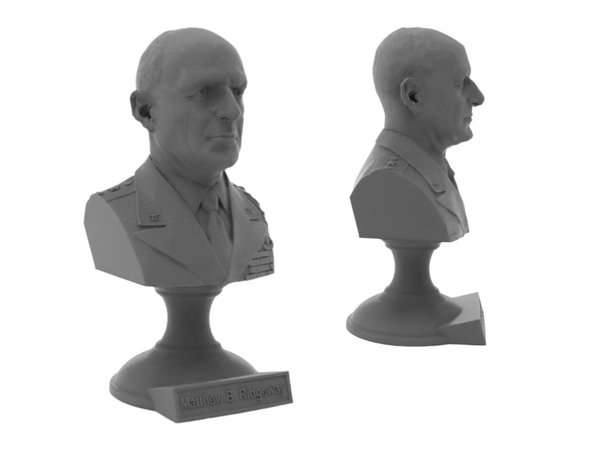 Matthew B Ridgeway Legendary US Army General Sculpture Bust on Pedestal
