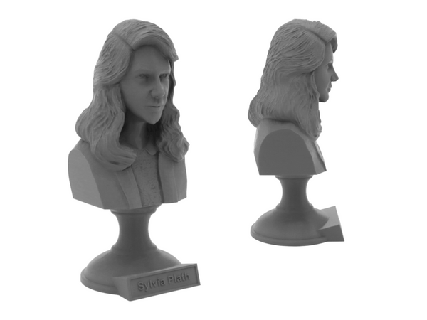 Sylvia Plath American Poet Sculpture Bust on Pedestal