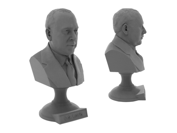C.S. Lewis Famous British Writer Sculpture Bust on Pedestal