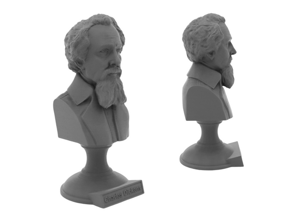 Charles Dickens English Writer Sculpture Bust on Pedestal